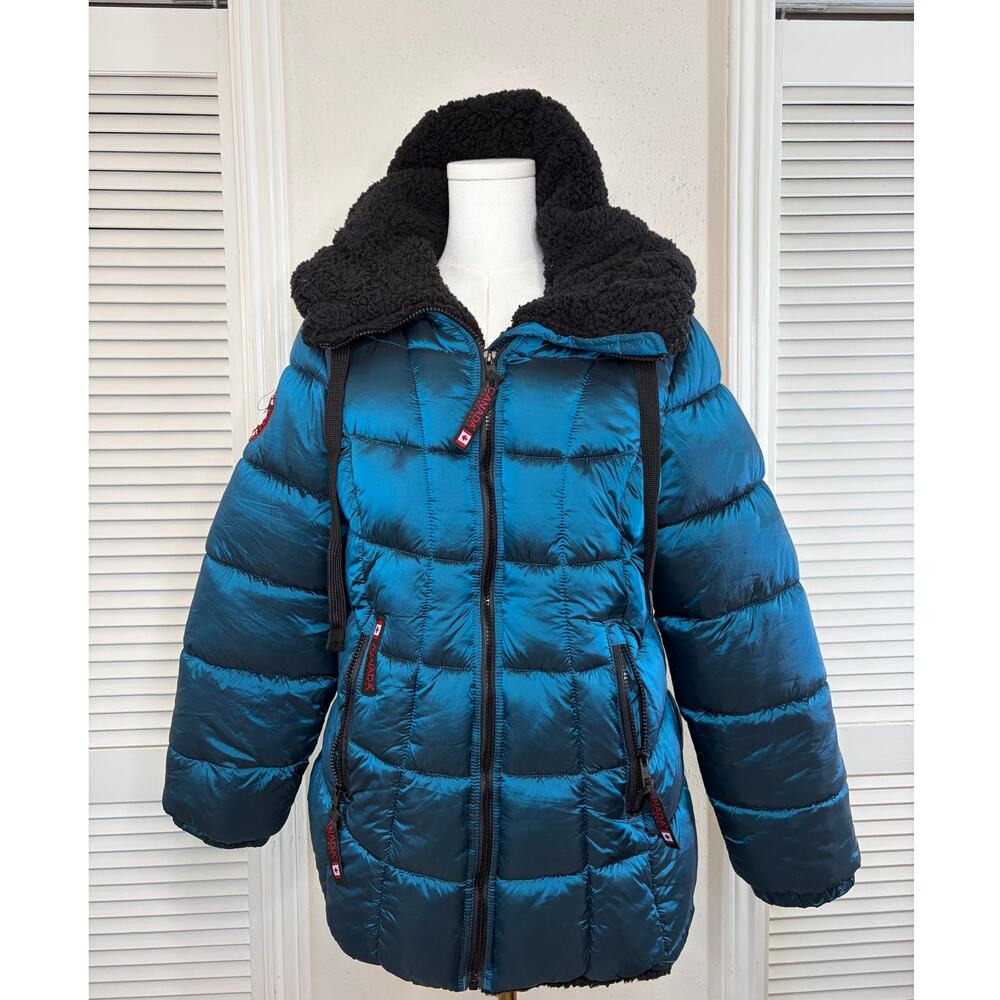 Canada Weather Gear Peacock Sherpa-Lined Puffer W/Hood Sz XL #Plush #Chic